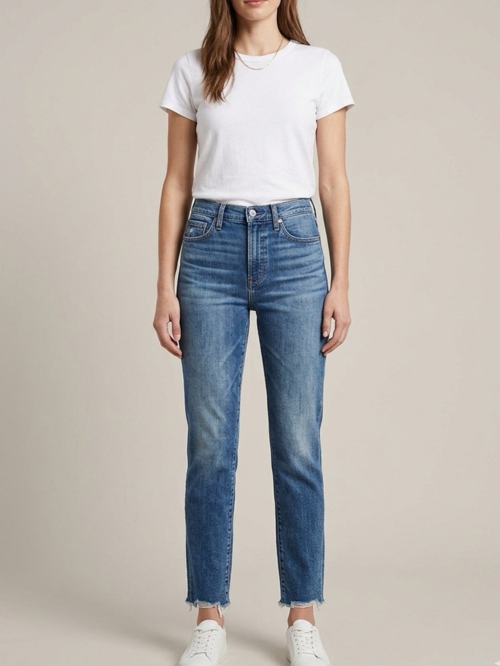 Madewell mid-rise stovepipe straight leg  distressed jeans 26 Tall